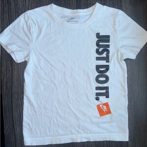 Nike Kids White Tee with Black and Orange Accents